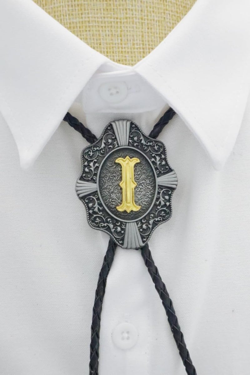 KECOL Western Letter Bolo Tie Cowboy Aalphabet A to Z Neckties Necklace for Men Women - Image 4